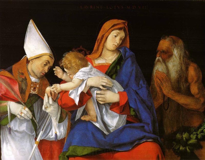 Lorenzo Lotto Madonna with Child between Sts Flavian and Onuphrius France oil painting art